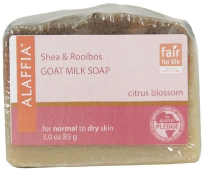 Alaffia, Shea & Rooibos Goat Milk Soap, Citrus Blossom, 3.0 oz (85 g) ,زبدة الشيا، العناية بالجسم