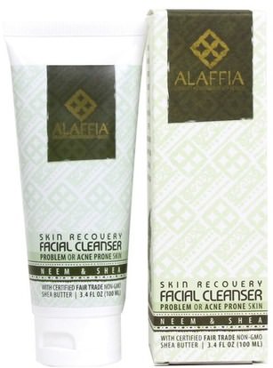 Alaffia, Skin Recovery Facial Cleanser, Neem & Shea, 3.4 fl oz (100 ml) ,الجمال، العناية بالوجه، العناية بالوجه، نوع الجلد الطبيعي لتجف الجلد