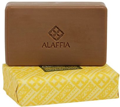 Alaffia, Triple Milled African Black Soap, Lemongrass Citrus, 5 oz (142 g) ,حمام، الجمال، الصابون، العناية بالجسم، الصابون الأسود