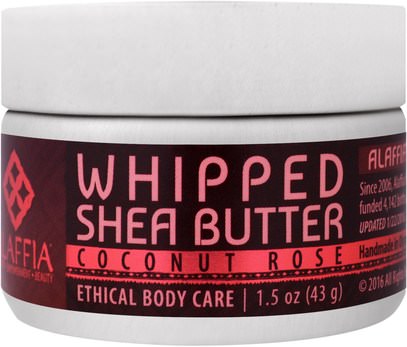 Alaffia, Whipped Shea Butter, Coconut Rose, 1.5 oz (43 g) ,الصحة، الجلد، زبدة الجسم، حمام، الجمال، زبدة الشيا