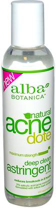Alba Botanica, Acne Dote, Deep Clean Astringent, Oil-Free, 6 fl oz (177 ml) ,الجمال، حب الشباب منتجات موضعية، أحبار الوجه
