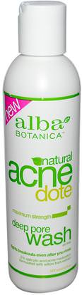 Alba Botanica, Acne Dote, Deep Pore Wash, Oil-Free, 6 fl oz (177 ml) ,الجمال، حب الشباب منتجات موضعية، العناية بالوجه، منظفات الوجه