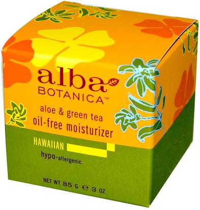 Alba Botanica, Aloe & Green Tea, Moisturizer, Oil-Free, 3 oz (85 g) ,الجمال، العناية بالوجه، الكريمات المستحضرات، الأمصال، الجلد