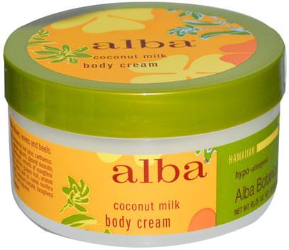 Alba Botanica, Body Cream, Coconut Milk, 6.5 oz (180 g) ,حمام، الجمال، غسول الجسم، ألبا، بوتانيكا، هويان، لين