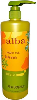 Alba Botanica, Body Wash, Passion Fruit, 24 fl oz (710 ml) ,حمام، الجمال، هلام الاستحمام، ألبا بوتانيكا هاواي خط