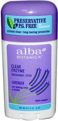 Alba Botanica, Clear Enzyme, Deodorant Stick, Lavender, 2 oz (57 g) ,حمام، الجمال، مزيل العرق المرأة
