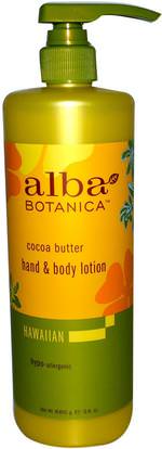 Alba Botanica, Hand & Body Lotion, Cocoa Butter, 24 oz (680 g) ,حمام، الجمال، غسول الجسم، ألبا، بوتانيكا، هويان، لين