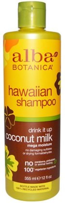 Alba Botanica, Drink it Up Coconut Milk Shampoo, 12 fl oz (355 ml) ,حمام، الجمال، الشامبو، ألبا، بوتانيكا، هويان، لين