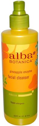 Alba Botanica, Facial Cleanser, Pineapple Enzyme, 8 fl oz (237 ml) ,الجمال، العناية بالوجه، المطهرات الوجه، جلد
