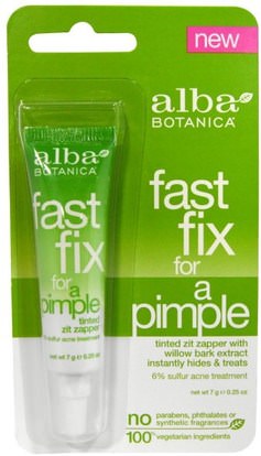 Alba Botanica, Fast Fix For A Pimple, 7 g (0.25 oz) ,الجمال، حب الشباب المنتجات الموضعية، حب الشباب، نوع الجلد حب الشباب الجلد المعرضة