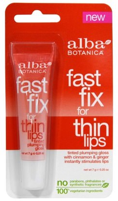 Alba Botanica, Fast Fix For Thin Lips, 0.25 oz (7 g) ,حمام، الجمال، أحمر الشفاه، لمعان، بطانة