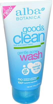 Alba Botanica, Good & Clean, Gentle Acne Wash, 6 oz (170 g) ,الجمال، حب الشباب منتجات موضعية، العناية بالوجه، منظفات الوجه