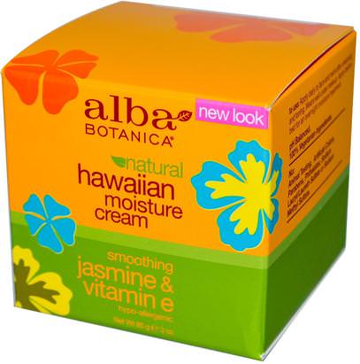 Alba Botanica, Hawaiian Moisture Cream, Jasmine & Vitamin E, 3 oz (85 g) ,الجمال، العناية بالوجه، الكريمات المستحضرات، الأمصال، الصحة، الجلد، الكريمات الليلية