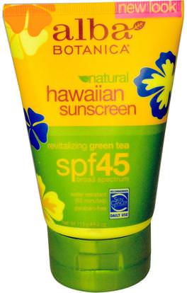 Alba Botanica, Natural Hawaiian Sunscreen, SPF 45, 4 oz (113 g) ,حمام، الجمال، واقي الشمس، سف 30-45، ألبا بوتانيكا هاواي خط