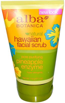 Alba Botanica, Natural Hawaiian Facial Scrub, Pineapple Enzyme, 4 oz (113 g) ,الجمال، العناية بالوجه، المطهرات الوجه، جلد