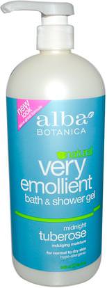 Alba Botanica, Natural Very Emollient, Bath & Shower Gel, Midnight Tuberose, 32 fl oz (946 ml) ,حمام، الجمال، هلام الاستحمام
