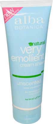 Alba Botanica, Natural Very Emollient, Cream Shave, Unscented, 8 oz (227 g) ,حمام، الجمال، كريم الحلاقة