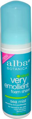 Alba Botanica, Natural Very Emollient, Foam Shave, Sea Mist, 5 fl oz (145 ml) ,حمام، الجمال، كريم الحلاقة