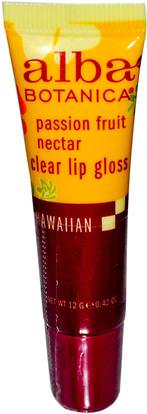 Alba Botanica, Clear Lip Gloss, Passion Fruit Nectar, 0.42 oz (12 g) ,حمام، الجمال، أحمر الشفاه، لمعان، بطانة، ألبا بوتانيكا هاواي خط