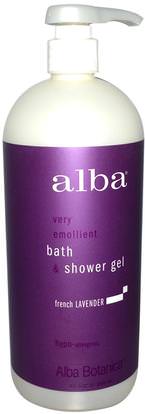 Alba Botanica, Very Emollient, Bath & Shower Gel, French Lavender, 32 fl oz (950 ml) ,حمام، الجمال، هلام الاستحمام