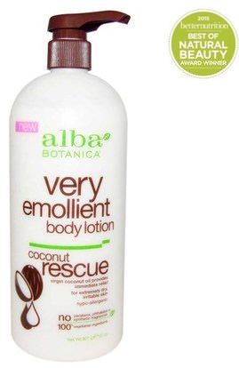 Alba Botanica, Very Emollient, Body Lotion, Coconut Rescue, 32 oz (907 g) ,حمام، الجمال، غسول الجسم