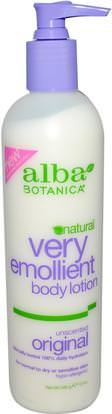 Alba Botanica, Natural Very Emollient, Body Lotion, Unscented Original, 12 oz (340 g) ,حمام، الجمال، غسول الجسم