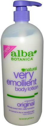 Alba Botanica, Natural Very Emollient Body Lotion, Unscented Original, 32 oz (907 g) ,حمام، الجمال، غسول الجسم