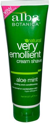 Alba Botanica, Natural Very Emollient, Cream Shave, Aloe Mint, 8 oz (227 g) ,حمام، الجمال، كريم الحلاقة