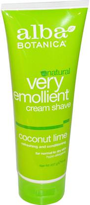 Alba Botanica, Natural Very Emollient, Cream Shave, Coconut Lime, 8 oz (227 g) ,حمام، الجمال، كريم الحلاقة
