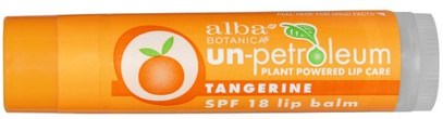 Alba Un-Petroleum, Lip Balm, SPF 18, Tangerine, SPF 18, 0.15 oz (4.2 g) ,حمام، جمال، العناية الشفاه، بلسم الشفاه، واقي الشمس الشفاه
