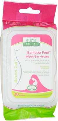 Aleva Naturals, Bamboo Fem Wipes, 30 Wipes ,حمام، الجمال، المرأة، الأم