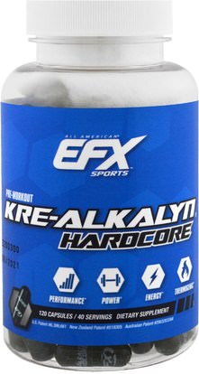 EFX Sports, Kre-Alkalyn Hardcore, 120 Capsules ,الرياضة، تجريب، العضلات