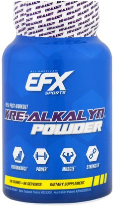 EFX Sports, Kre-Alkalyn Powder, Pre & Post-Workout, 100 g ,والرياضة، ومسحوق الكرياتين، تجريب