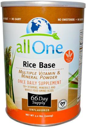 All One, Nutritech, Rice Base, Multiple Vitamin & Mineral Powder, Unflavored, 2.2 lbs (1000 g) ,المكملات الغذائية، المعادن، المعادن المتعددة، كل واحد نوريتيش قاعدة الأرز