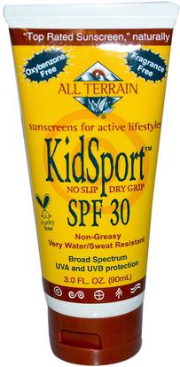 All Terrain, KidSport SPF 30, Fragrance Free, 3.0 fl oz (90 ml) ,الجمال، العناية بالوجه، حروق الشمس حماية الشمس، صحة الطفل، الطفل والاطفال المنتجات