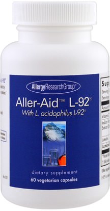 Allergy Research Group, Aller-Aid L-92 with L. Acidophilus L-92, 60 Vegetarian Capsules ,والمكملات الغذائية، والصحة، والحساسية