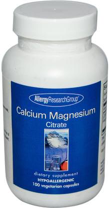 Allergy Research Group, Calcium Magnesium Citrate, 100 Veggie Caps ,والمكملات الغذائية، والمعادن، والكالسيوم والمغنيسيوم