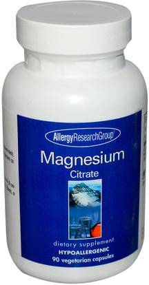 Allergy Research Group, Magnesium Citrate, 90 Veggie Caps ,المكملات الغذائية، والمعادن، سيترات المغنيسيوم