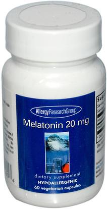 Allergy Research Group, Melatonin 20 mg, 60 Veggie Caps ,المكملات الغذائية، الميلاتونين