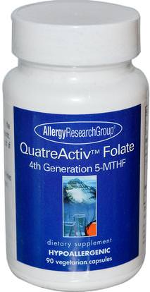 Allergy Research Group, QuatreActiv Folate, 4th Generation 5-MTHF, 90 Veggie Caps ,الفيتامينات، حمض الفوليك، 5-مثف حمض الفوليك (5 الميثيل رباعي هيدرولوفولات)