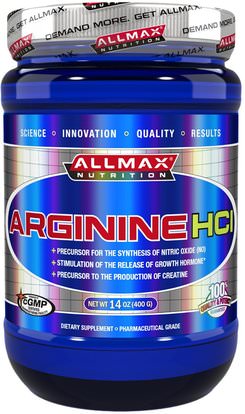 ALLMAX Nutrition, 100% Pure Arginine HCI Maximum Strength + Absorption, 14 oz (400 g) ,المكملات الغذائية، والأحماض الأمينية، والرياضة، ل أرجينين