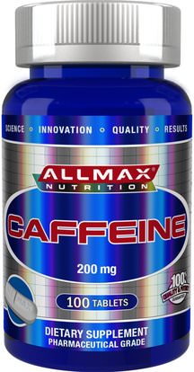 ALLMAX Nutrition, 100% Pure Caffeine + Easy-To-Cut in Half Pill, 200 mg, 100 Tablets ,والطاقة، والرياضة، تجريب