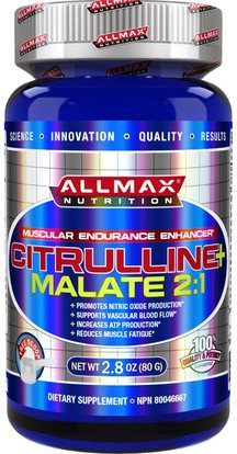ALLMAX Nutrition, 100% Pure Citrulline Malate+ Maximum Strength + Absorption, 2000 mg, 2.8 oz (80 g) ,المكملات الغذائية، والأحماض الأمينية، والرياضة، ل سيترولين