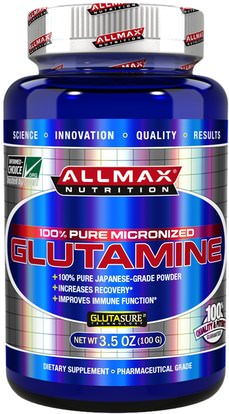 ALLMAX Nutrition, 100% Pure Japanese-Grade Glutamine Powder, 3.5 oz (100 g) ,المكملات الغذائية، الأحماض الأمينية، l الجلوتامين، l الجلوتامين مسحوق، الرياضة، الرياضة