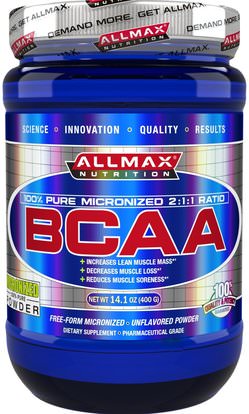ALLMAX Nutrition, 100% Pure Micronized BCAA, Japanese-Grade Branched Chain Amino Acids, Gluten-Free, 80 Servings, 400 g ,المكملات الغذائية، والأحماض الأمينية، والرياضة، بكا (متفرعة سلسلة الأحماض الأمينية)
