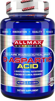 ALLMAX Nutrition, 100% Pure Pharmaceutical Grade, D-Aspartic Acid, 3.5 oz (100 g) ,والصحة، والطاقة، والرياضة