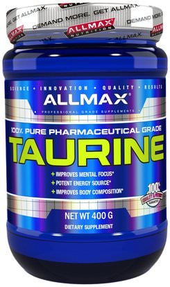 ALLMAX Nutrition, 100% Pure Taurine + Maximum Strength + Absorption, 3000 mg, 14.1 oz (400 g) ,المكملات الغذائية، والأحماض الأمينية، والرياضة، التورين