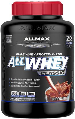 ALLMAX Nutrition, AllWhey Classic, 100% Whey Protein, Chocolate, 5 lbs (2.27 kg) ,المكملات الغذائية، بروتين مصل اللبن، والرياضة