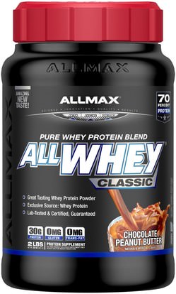 ALLMAX Nutrition, AllWhey Classic, 100% Whey Protein, Chocolate Peanut Butter, 2 lbs (907 g) ,المكملات الغذائية، بروتين مصل اللبن، والرياضة