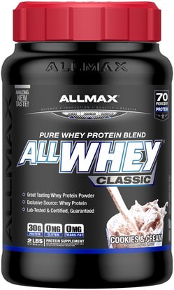 ALLMAX Nutrition, AllWhey Classic, 100% Whey Protein, Cookies & Cream, 2 lbs (907 g) ,المكملات الغذائية، بروتين مصل اللبن، والرياضة